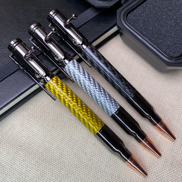 Унікальна кулькова ручка із механізмом затвору NV-084 з карбону (чорна оправа)