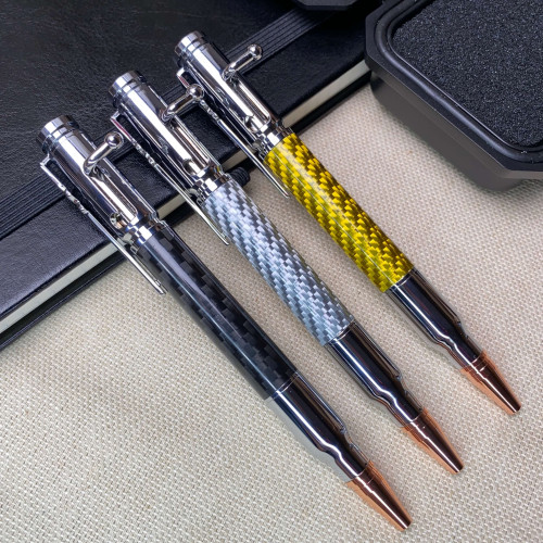 Кулькова ручка із механізмом затвору NV-084 карбон (срібна оправа)