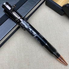 Кулькова ручка із механізмом затвору NV-084, морений дуб та срібна поталь