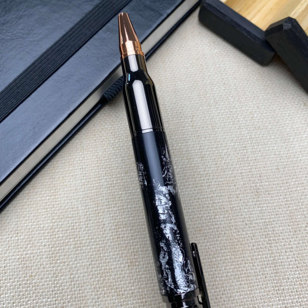 Унікальна кулькова ручка із механізмом затвору NV-084 з мореного дуба та срібної поталі