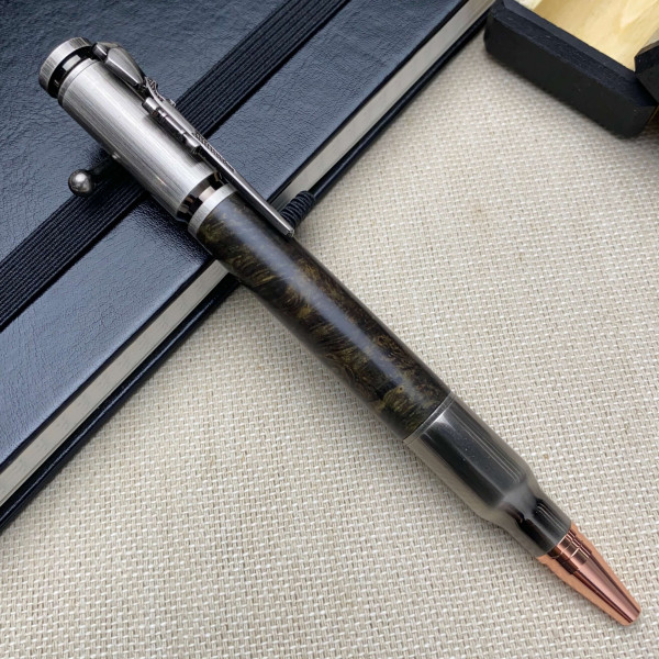 Унікальна кулькова ручка із механізмом затвору NV-084 дерево модифікованого капового клена