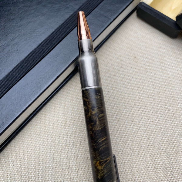 Унікальна кулькова ручка із механізмом затвору NV-084 дерево модифікованого капового клена