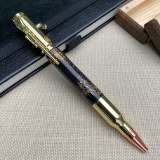 Кулькова ручка із механізмом затвору NV-084 морений дуб та золота поталь