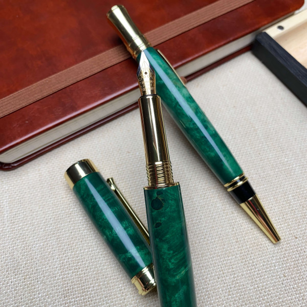 Подарунковий комплект ручок ручної роботи NV-341/173 деревина капового клена (модифікована)