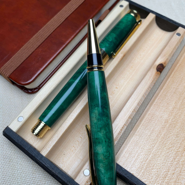 Подарунковий комплект ручок ручної роботи NV-341/173 деревина капового клена (модифікована)