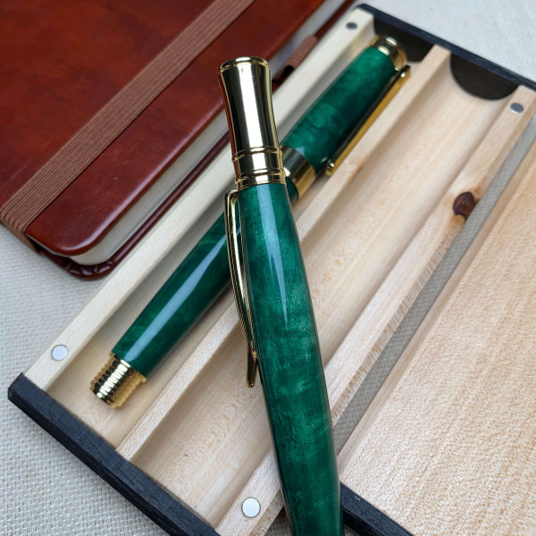 Подарунковий комплект ручок ручної роботи NV-341/173 деревина капового клена (модифікована)