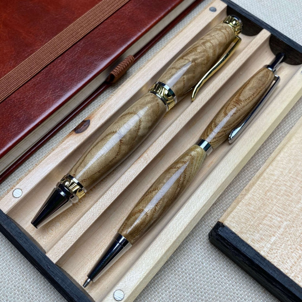 Подарунковий комплект ручної роботи: ручка + олівець NV-057/002 японське коркове дерева