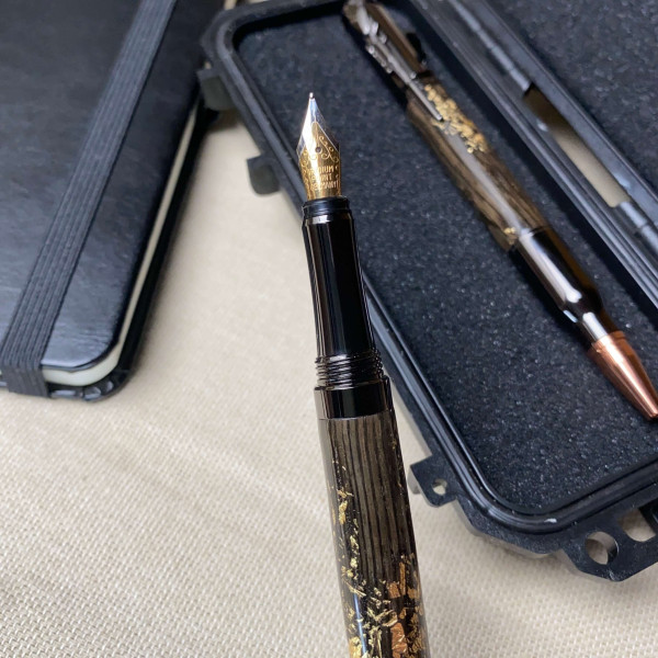 Подарунковий комплект ручок ручної роботи NV-084/452 морений дуб і золота поталь