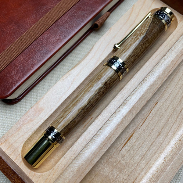Унікальний комплект NV-516 Ручка-ролер + футляр, дерево мореного дуба
