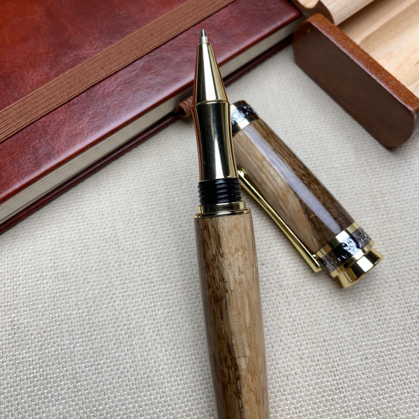 Унікальний комплект NV-516 Ручка-ролер + футляр, дерево мореного дуба