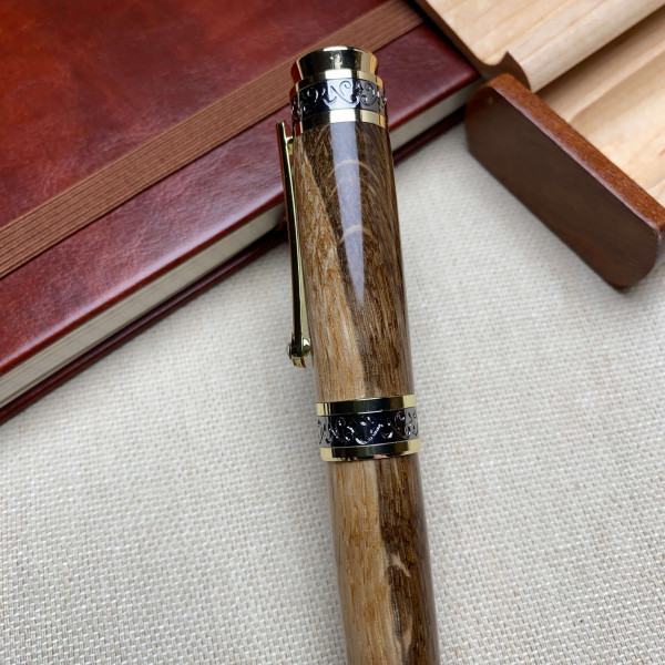 Унікальний комплект NV-516 Ручка-ролер + футляр, дерево мореного дуба