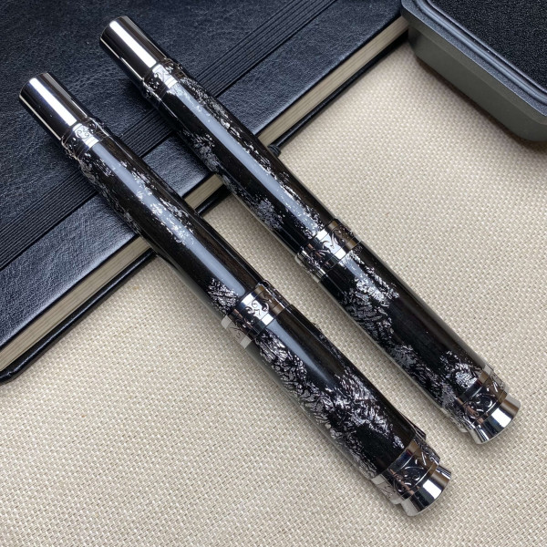 Комплект ручок NV-516, дерево мореного дуба та срібна поталь