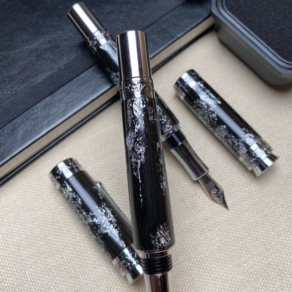 Комплект ручок NV-516, дерево мореного дуба та срібна поталь