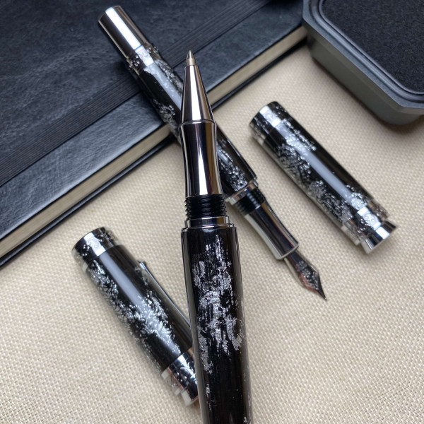 Комплект ручок NV-516, дерево мореного дуба та срібна поталь