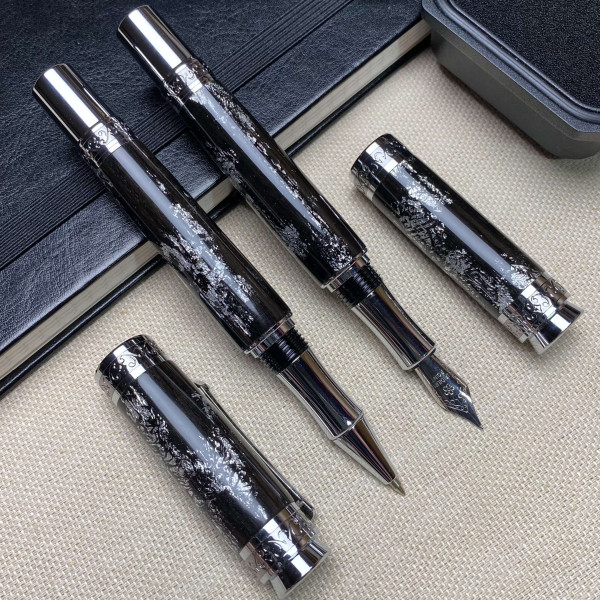 Комплект ручок NV-516, дерево мореного дуба та срібна поталь