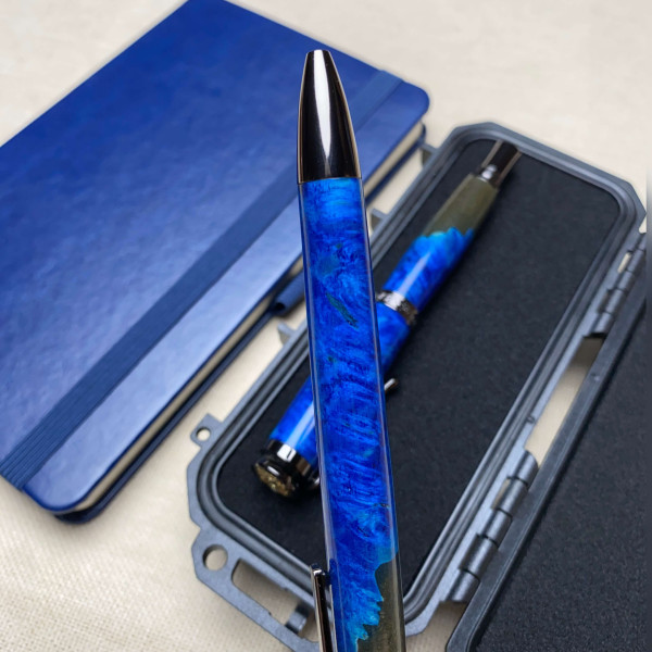 Унікальний подарунковий комплект ручок NV-448/337 виготовлений із деревини капового клена та епоксидна смола