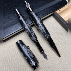 Подарунковий комплект ручок NV-448/131 дерево мореного дуба та срібна поталь