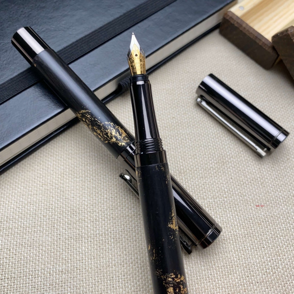 Подарунковий комплект ручок ручної роботи NV-452 дерево мореного дуба та золота поталь
