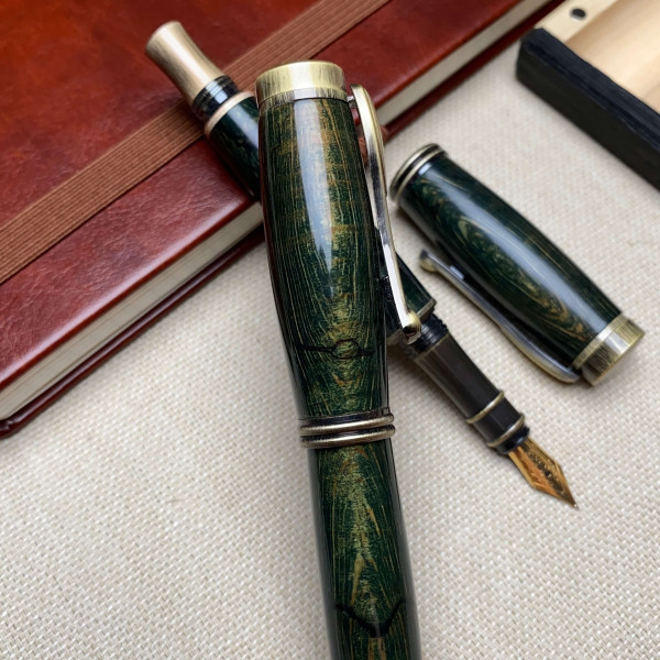Унікальний комплект ручок: ролер + перова NV-234 дерево шпальтового клена (модифіковане)