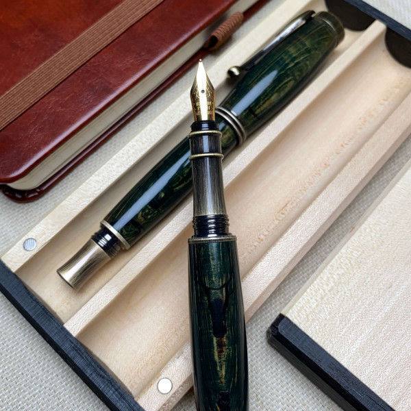 Унікальний комплект ручок: ролер + перова NV-234 дерево шпальтового клена (модифіковане)