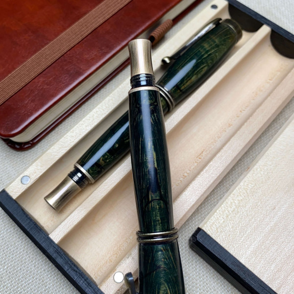Унікальний комплект ручок: ролер + перова NV-234 дерево шпальтового клена (модифіковане)