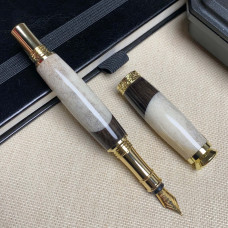 Унікальна перова ручка NV-448 справжній оленячий ріг + дерево мореного дуба