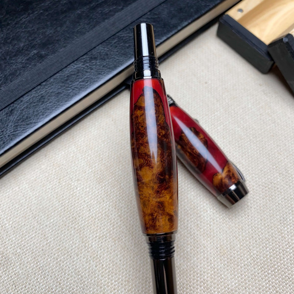 Унікальна перова ручка ручної роботи NV-694 дерево капового клена та епоксидна смола