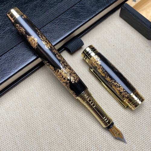 Перова ручка NV-272 дерево мореного дуба та золота поталь