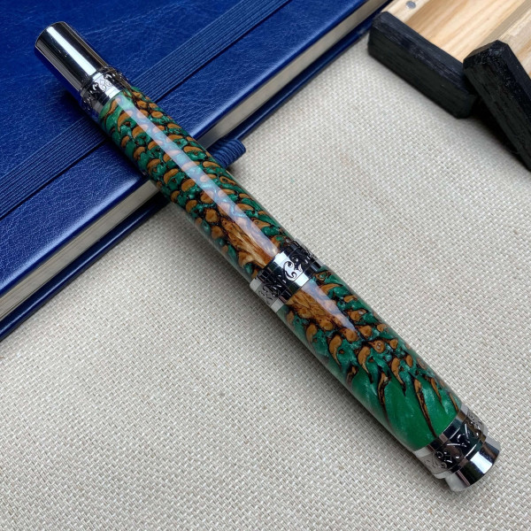 Унікальна перова ручка ручної роботи NV-516 справжня шишка та епоксидна смола