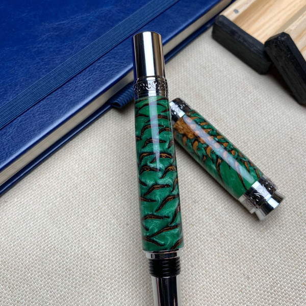 Унікальна перова ручка ручної роботи NV-516 справжня шишка та епоксидна смола