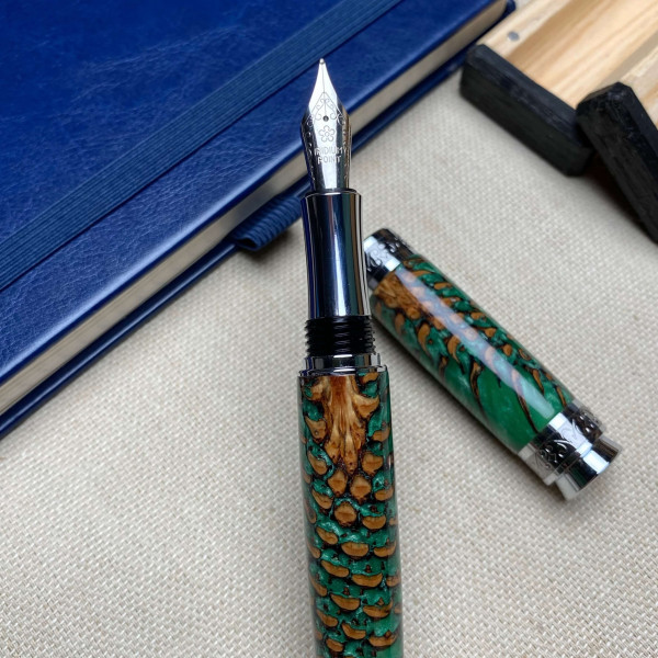 Унікальна перова ручка ручної роботи NV-516 справжня шишка та епоксидна смола