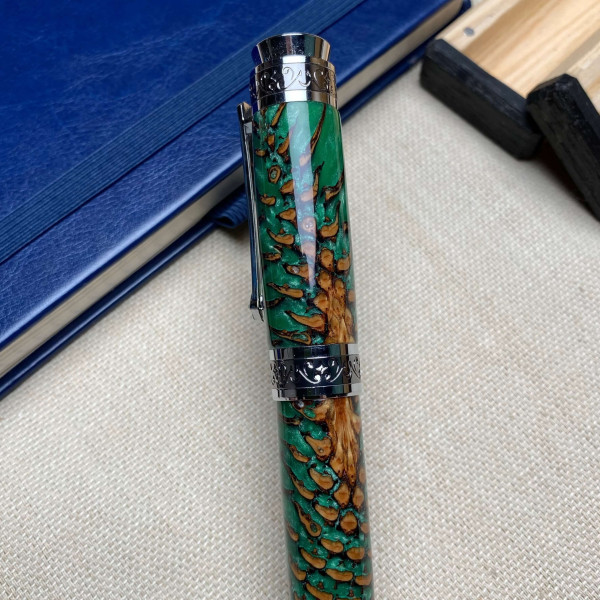 Унікальна перова ручка ручної роботи NV-516 справжня шишка та епоксидна смола