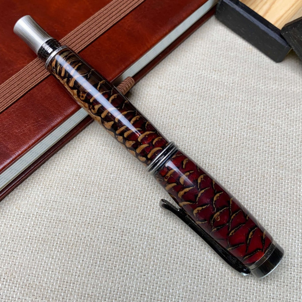 Унікальна перова ручка ручної роботи NV-234 справжня шишка і епоксидна смола