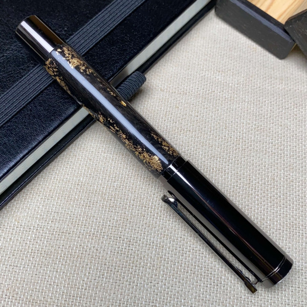 Перова ручка ручної роботи NV-452 дерево мореного дуба та золота поталь