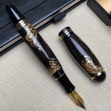 Перова ручка NV-071 дерево мореного дуба та золота поталь