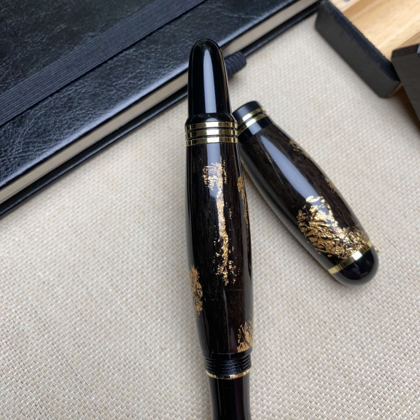 Перова ручка ручної роботи NV-071 дерево мореного дуба та золота поталь
