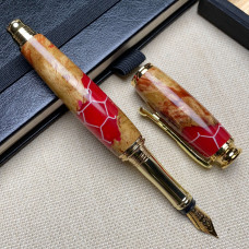 Унікальна перова ручка NV-355 медові соти + дерево та епоксидна смола