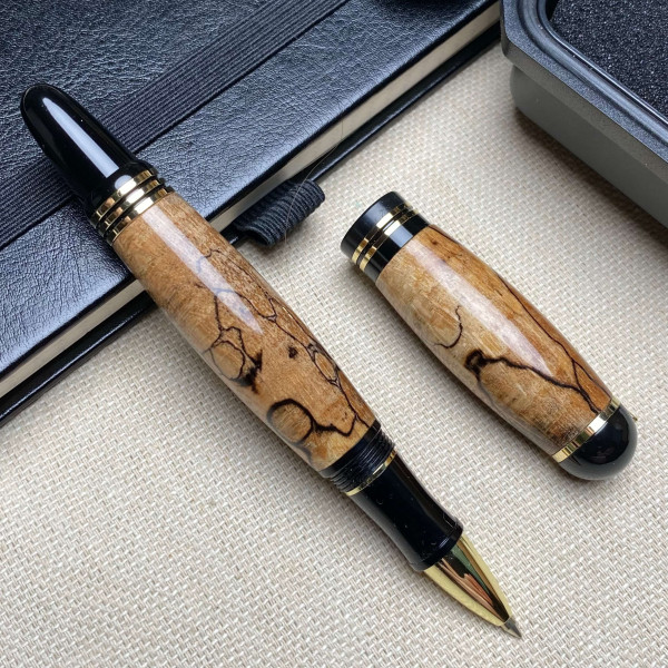 Унікальна ручка-ролер NV-071 ручної роботи, виготовлена із шпальтового дерева бука