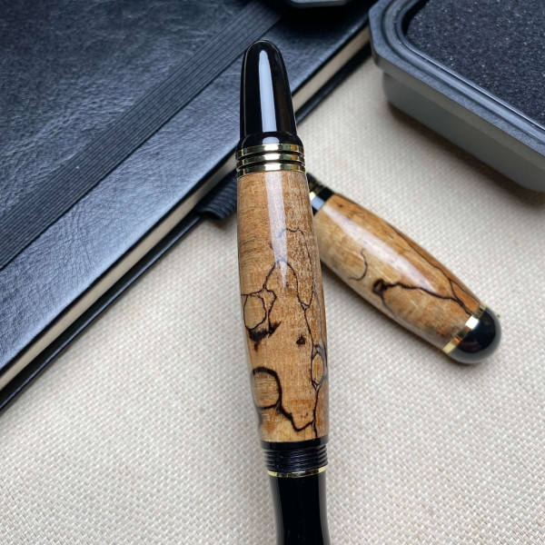 Унікальна ручка-ролер NV-071 ручної роботи, виготовлена із шпальтового дерева бука