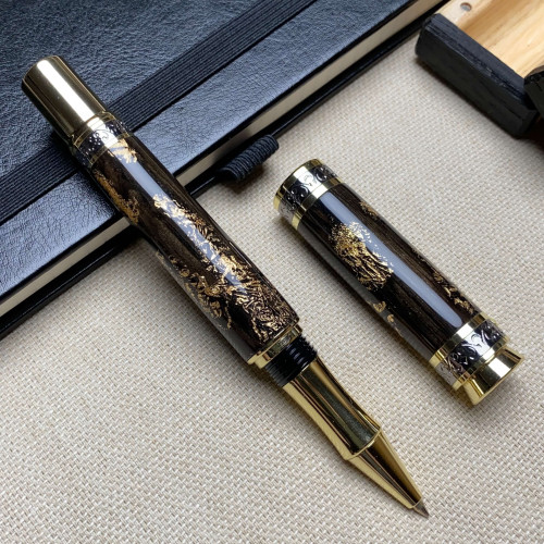 Ручка-ролер NV-516 дерево мореного дуба та золота поталь