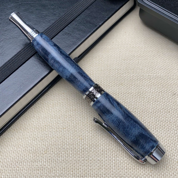 Ручка-ролер ручної роботи NV-308 із джинсової тканини і епоксидної смоли