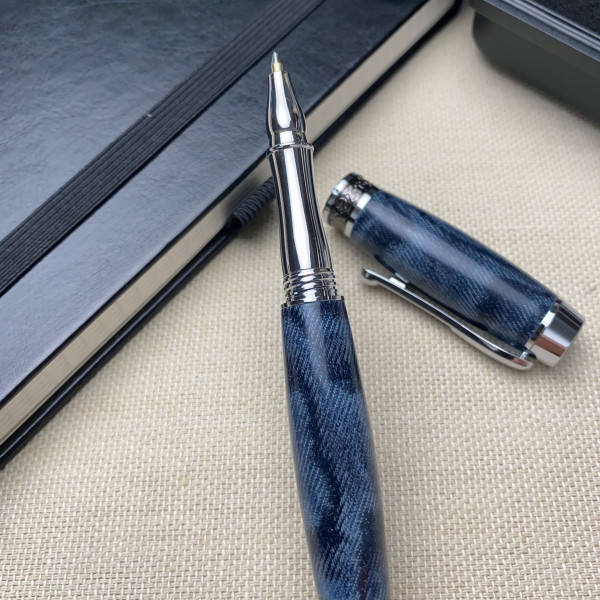 Ручка-ролер ручної роботи NV-308 із джинсової тканини і епоксидної смоли