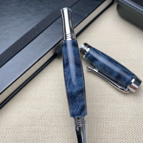 Ручка-ролер ручної роботи NV-308 із джинсової тканини і епоксидної смоли