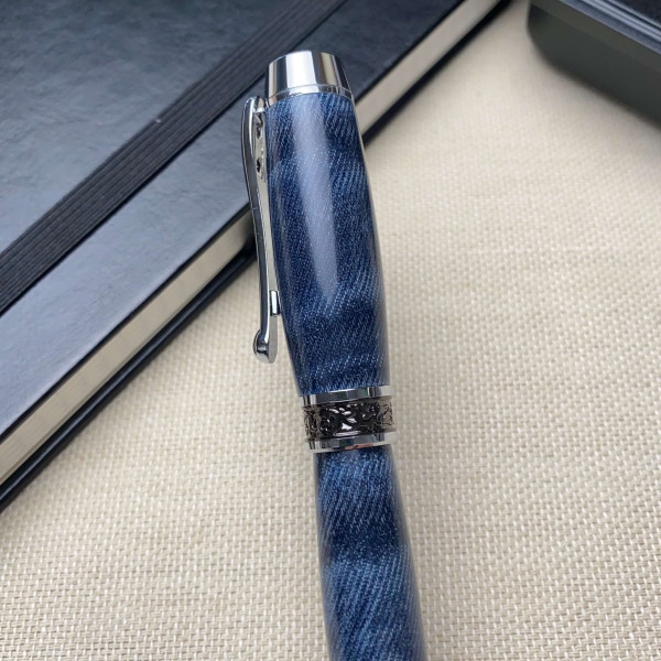 Ручка-ролер ручної роботи NV-308 із джинсової тканини і епоксидної смоли