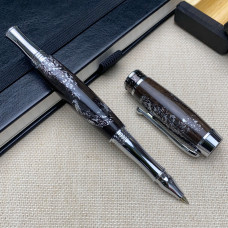 Ручка-ролер NV-308 дерево мореного дуба та срібна поталь